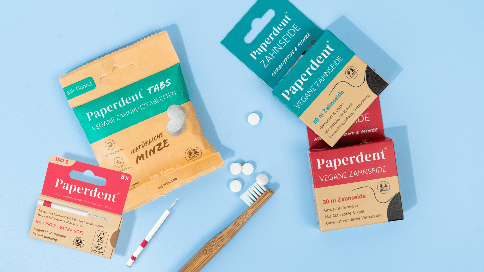 Paperdent Zahnpflegeprodukte Zahnseide Zahnputz Tabletten Interdentalbürste