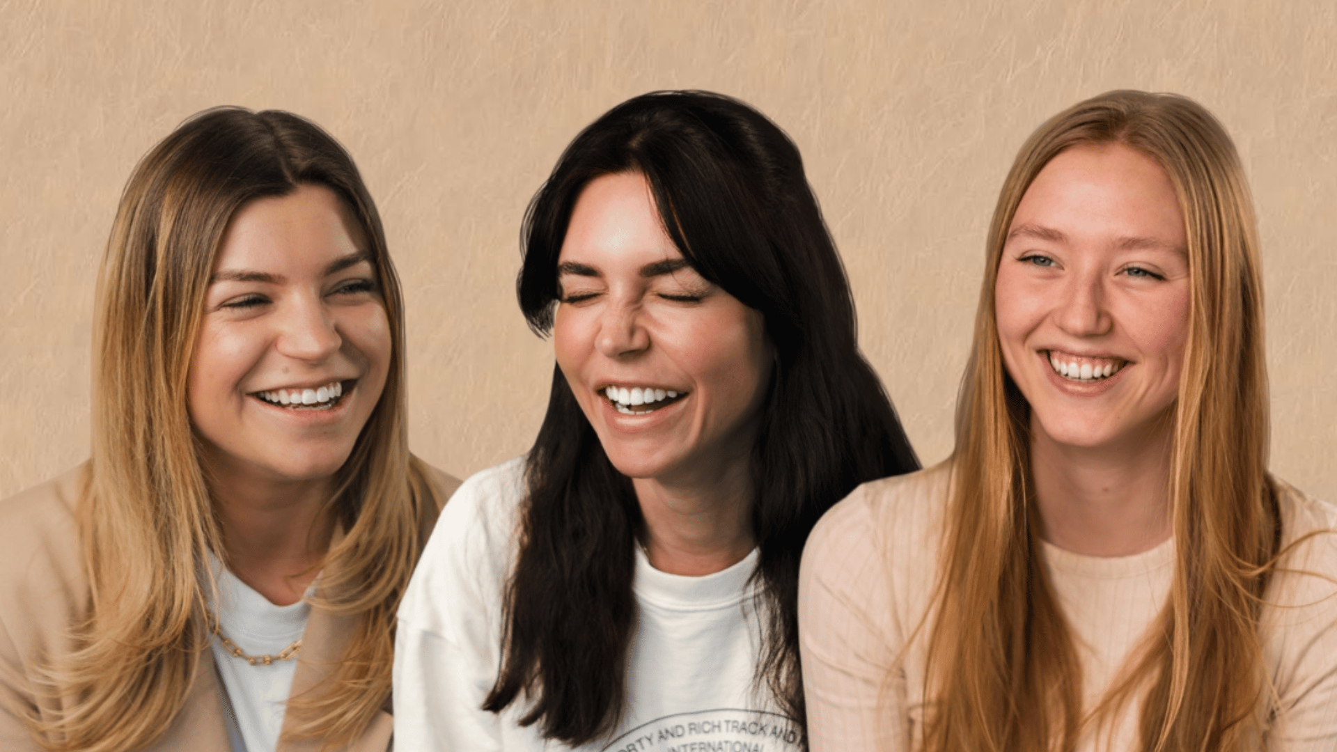 3 Models lachend mit strahlenden Zähnen