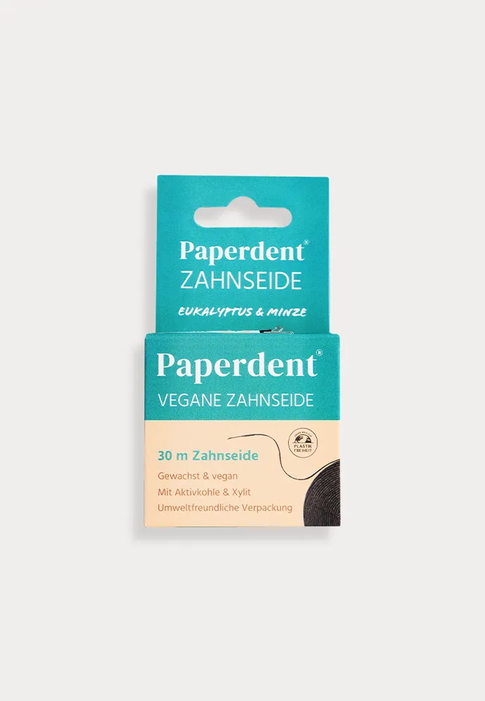 Vegane Zahnseide, Eukalyptus Minze, 30 m, mit Aktivkohle und Xylit